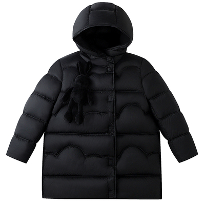 安奈儿童装女童中长款羽绒服2025冬新款保暖防风时尚宽松厚款外套