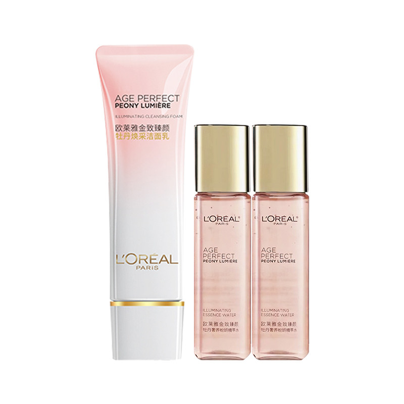 欧莱雅洗面奶金致臻颜牡丹焕采洁面乳清洁保湿官方旗舰店正品