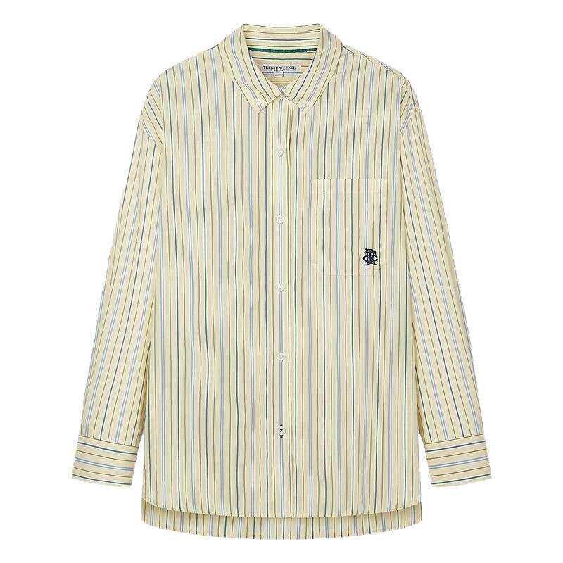 TeenieWeenie小熊条纹衬衫春秋季清新学院休闲风时尚衬衣上衣女装