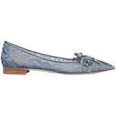 断码 特惠 RENE CAOVILLA VENEZIANA蓝色尖头女士芭蕾舞鞋