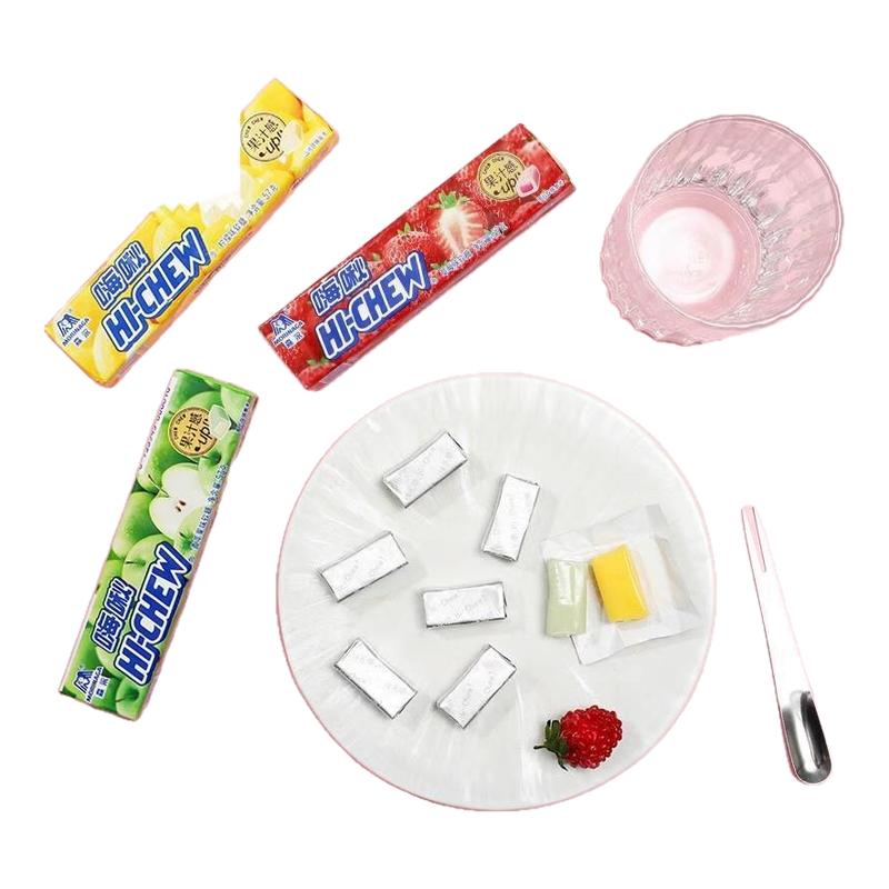 快乐嚼森永嗨啾软糖儿童水果散装糖果果汁夹心老式葡萄味网红混合