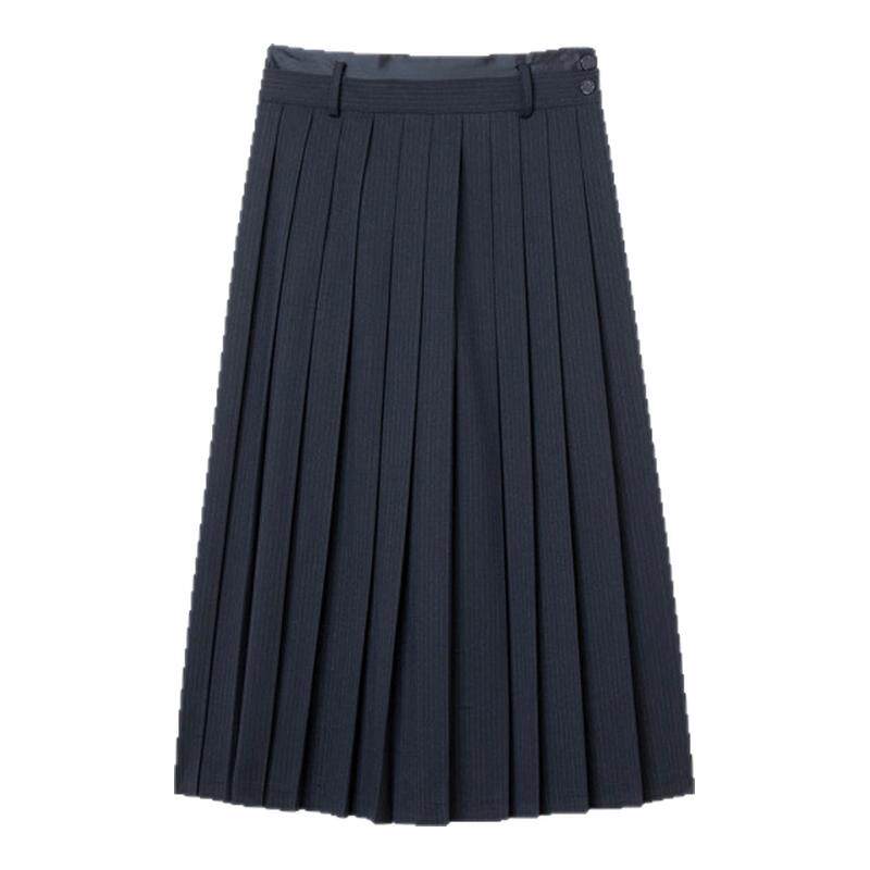 SANDRO条纹高腰百褶半身裙