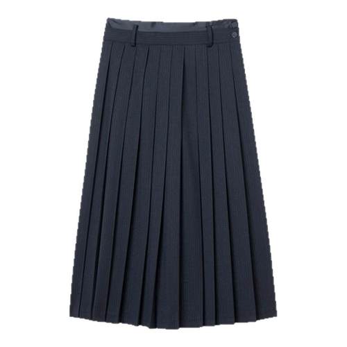 SANDRO条纹高腰百褶半身裙