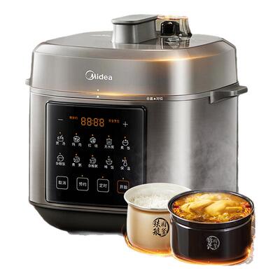 美的双0氟圆釜电压力锅6L高压锅