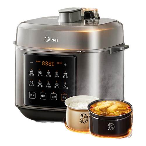 美的双0氟圆釜电压力锅6L高压锅