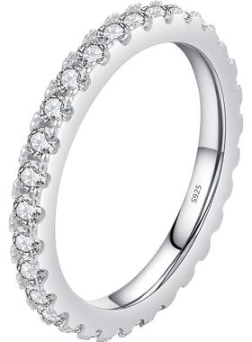 MODIAN摩典莫桑钻S925纯银轻奢满钻戒指女小众高级感排钻叠戴指环