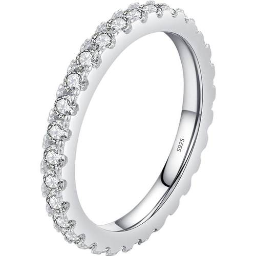 摩典莫桑钻925纯银轻奢排钻戒指