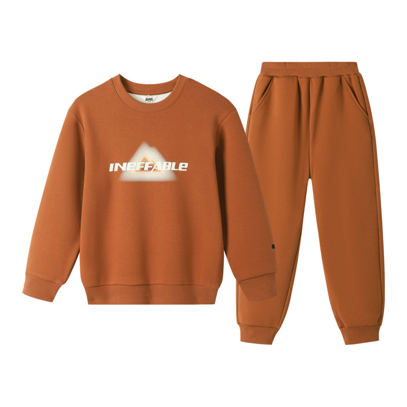 【奥莱清仓】安奈儿童装男女童套装保暖蓄热卫衣裤子亲肤宽松运动