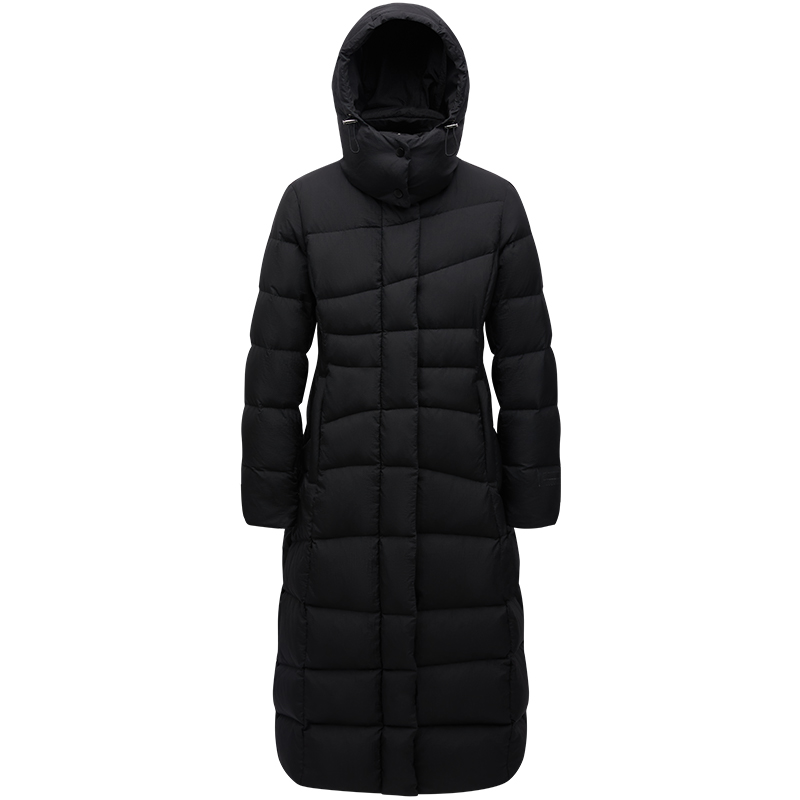 经典收腰长款连帽羽绒服