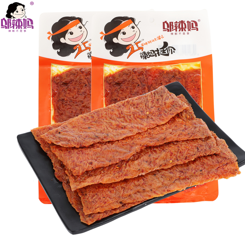 邬辣妈蒜蓉素牛排香辣豆干豆皮麻辣休闲零食小吃湖南特产炭烧辣片