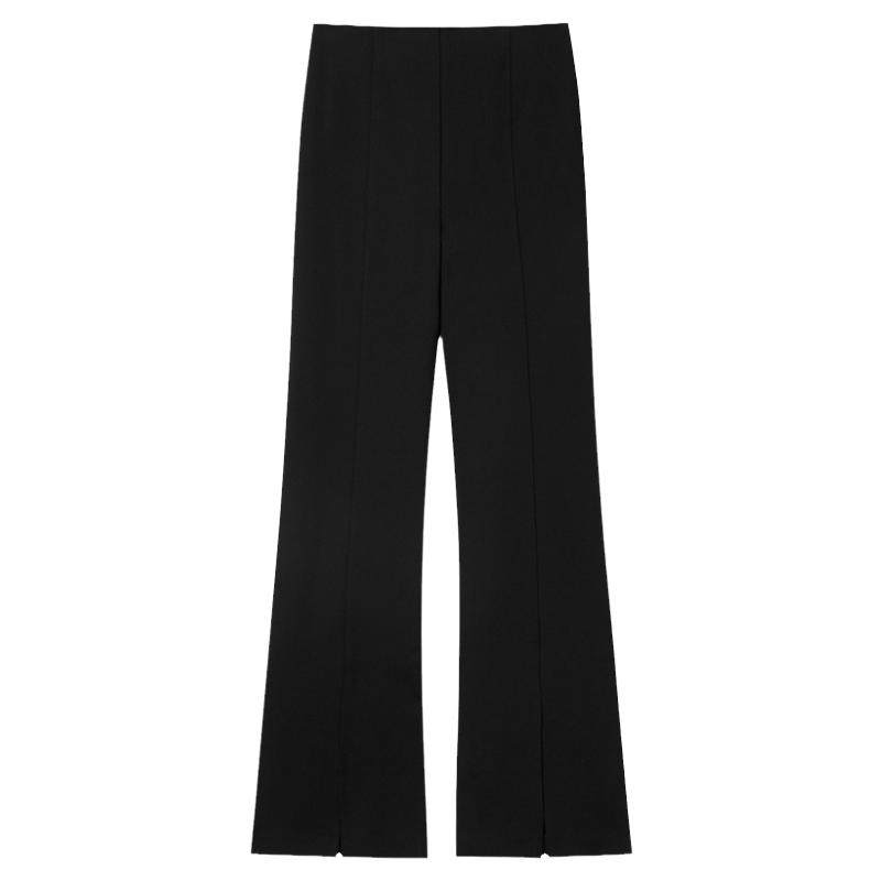 Maje经典款秋冬女装法式气质黑色高腰微喇开叉阔腿修身针织长裤,女装/女士精品,休闲裤,淘宝优惠券,粉丝福利购,淘宝优惠卷