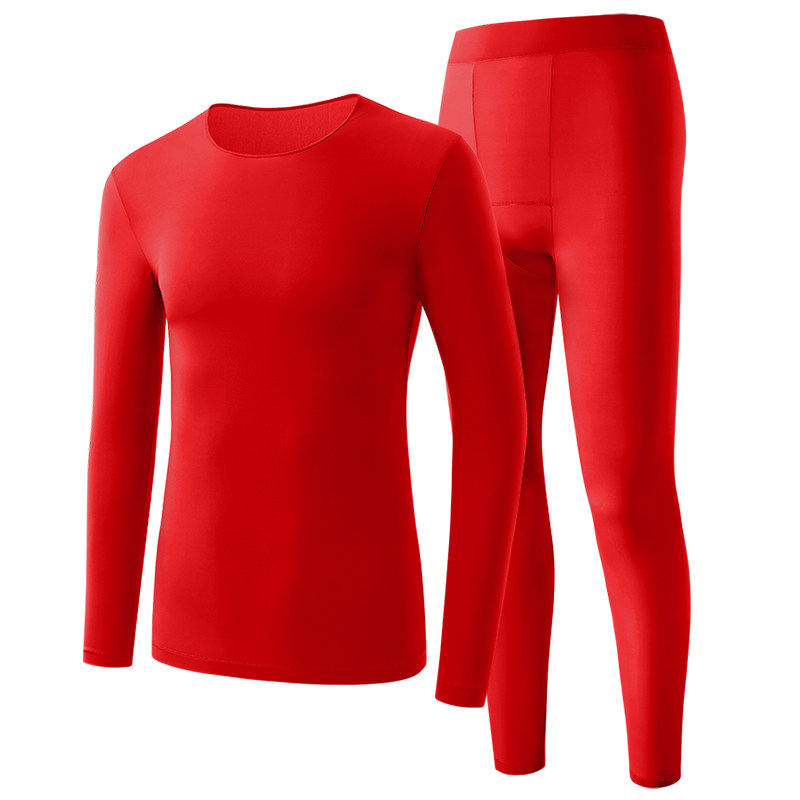 猫人马年本命年红男无痕保暖套装