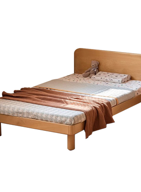 橡木实木儿童床蒙氏地台床青少年带床头单人床男孩女孩家用小床