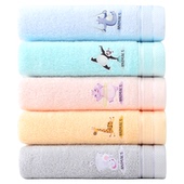 洁丽雅纯棉毛巾新疆棉卡通童趣洗脸巾全棉柔软吸水不掉毛面巾5条