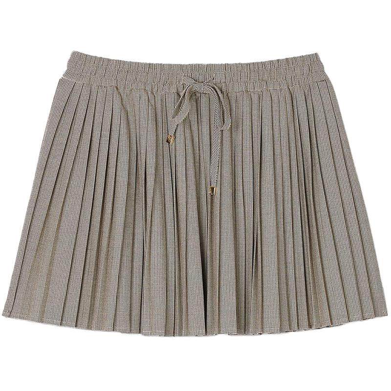 SANDRO秋冬女装法式时尚复古千鸟格金属头稳系带优雅百褶半身短裙,女装/女士精品,半身裙,淘宝优惠券,粉丝福利购,淘宝优惠卷