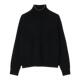 优雅黑色仿珠饰荷叶领半高领绵羊毛针织衫 SANDRO秋冬女装 法式 上衣
