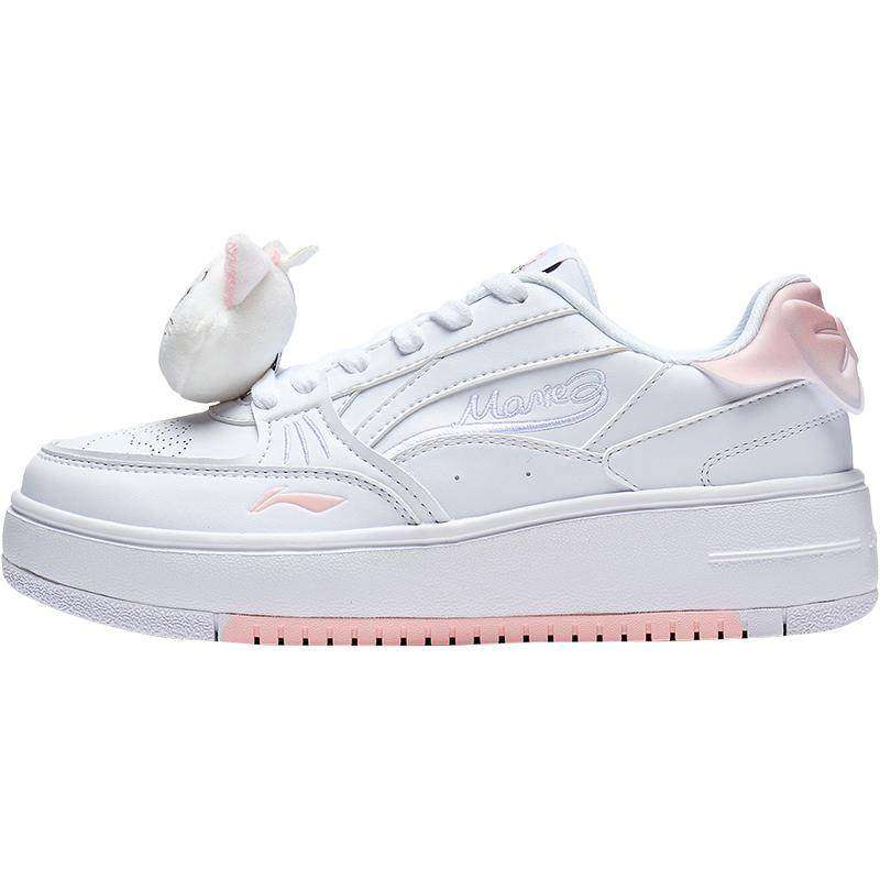 李宁奶酪丨 板鞋女草莓熊百搭休闲鞋厚底增高魔术贴小白鞋运动鞋