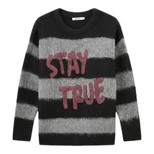毛衣028HAZ70 MOUSSY 日系少年感撞色条纹针织衫 新品 0931 冬季