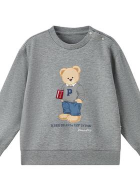 PawinPaw卡通小熊童装25年秋季新款男女童宽松圆领全棉运动卫衣