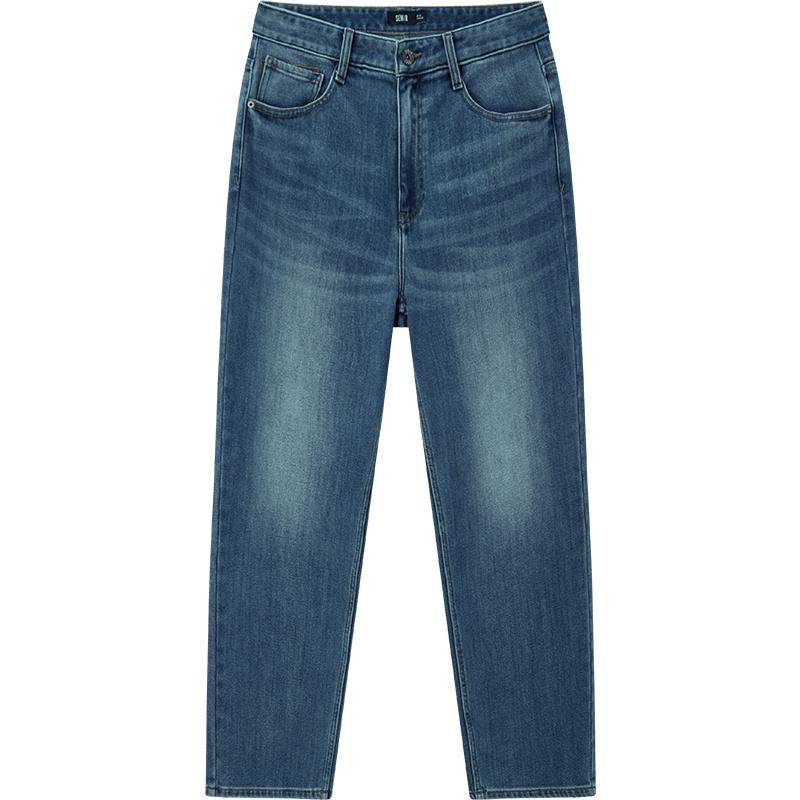 森柔|森马牛仔裤男冬季长裤弹力抓毛宽松直筒裤通勤时尚百搭裤子