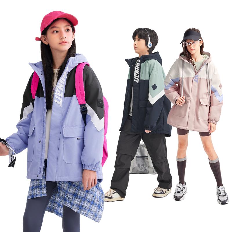 水孩儿儿童外套加绒秋冬装2025新品男童宝宝女童大童户外休闲风衣