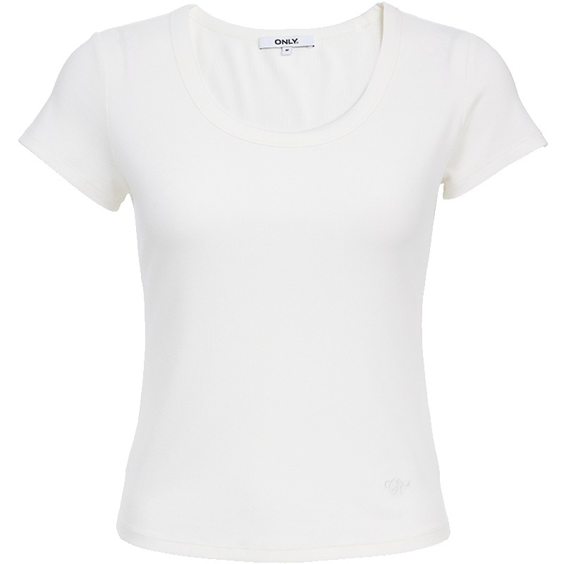 ONLY2026春季新款修饰肩颈U型领口设计纯色修身短款短袖T恤女,女装/女士精品,T恤,淘宝优惠券,粉丝福利购,淘宝优惠卷