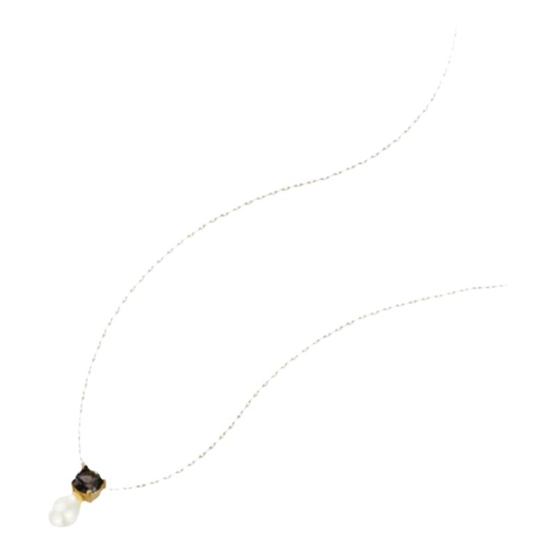 Riotlily艾特里里黑锆珍珠项链日常简约925银毛衣链送女友礼物