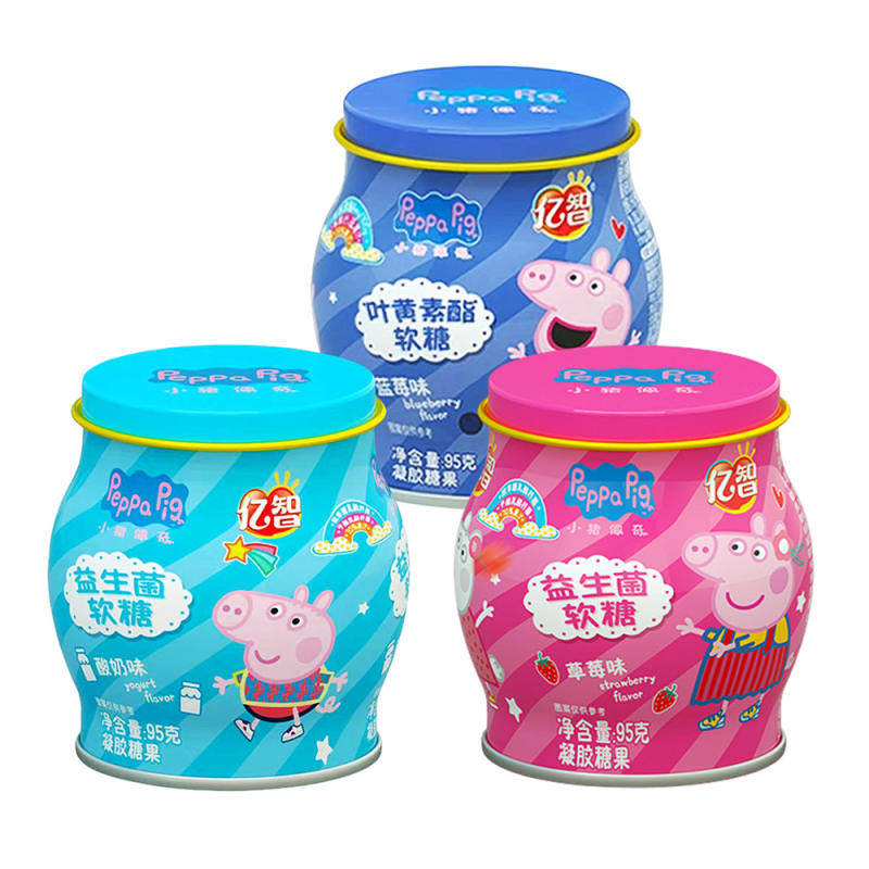 小猪佩奇益生菌叶黄素酯软糖285g3罐 儿童零食糖果办公小吃礼物