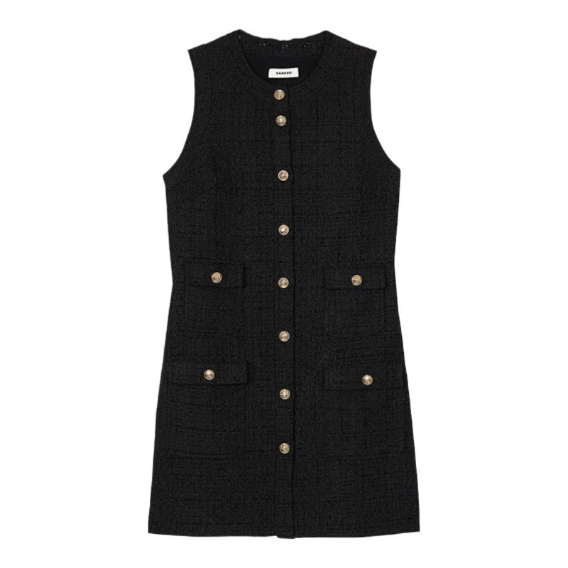 SANDRO女装法式优雅粗花呢连衣裙