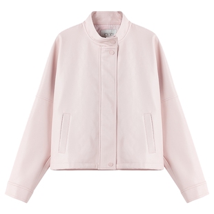 百搭立领皮衣外套女2026春季新款女装经典时尚气质设计感上衣