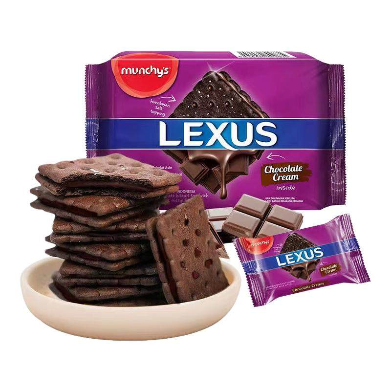 马奇新新力士岩盐巧克力饼干涂层香草柠檬朱古力夹心饼干休闲零食