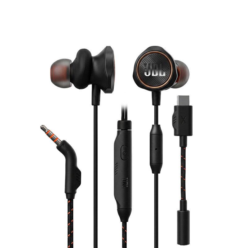 JBL Q50C游戏耳机有线入耳式降噪电脑电竞吃鸡专用圆孔Type-C接口