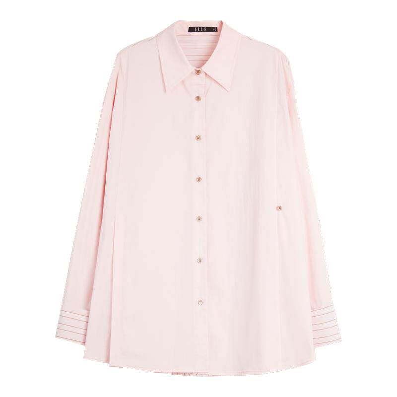 ELLE粉色优雅不规则衬衫