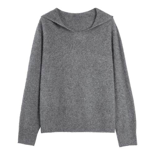 ELLE山羊绒绵羊毛连帽针织衫
