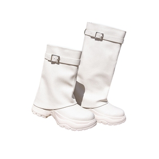 鞋 新款 子靴子商场厚底休闲靴A2B1DDZ3 管靴机车风女靴冬季 百丽裤