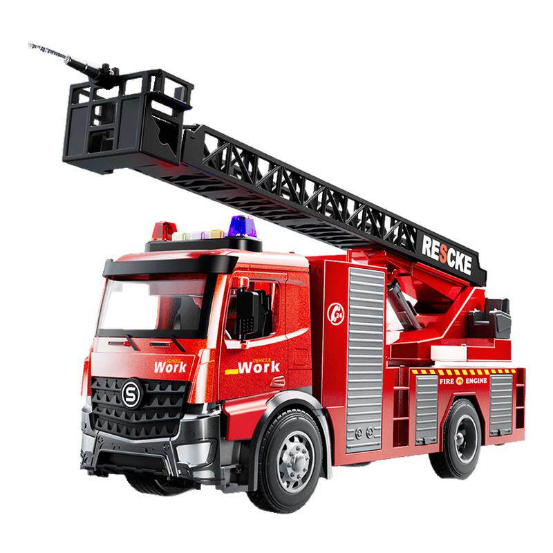 儿童云梯消防车玩具车男孩超大号合金模型可喷水洒水车救援车汽车