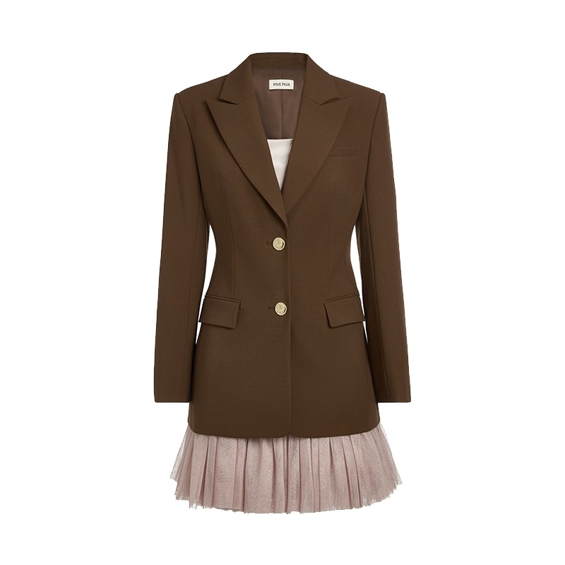 FIVE PLUS收腰长袖洋气显瘦两件套西装吊带连衣裙女装26春新品 - 百亿补贴品牌优选出品