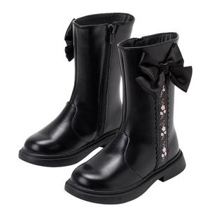 洋气女孩公主靴长筒靴 加厚女款 富罗迷女童靴子儿童高筒靴冬季 新款