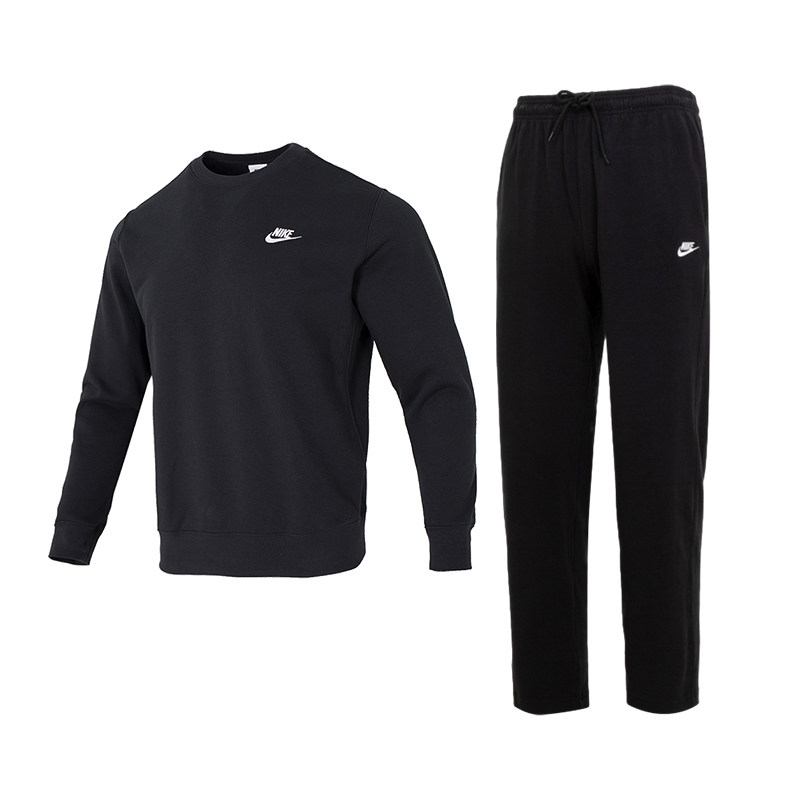 NIKE耐克运动套装男装秋冬新款圆领卫衣套头衫跑步裤子长裤两件套