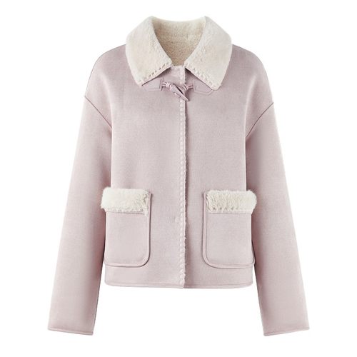 秋水伊人短款仿皮草外套女