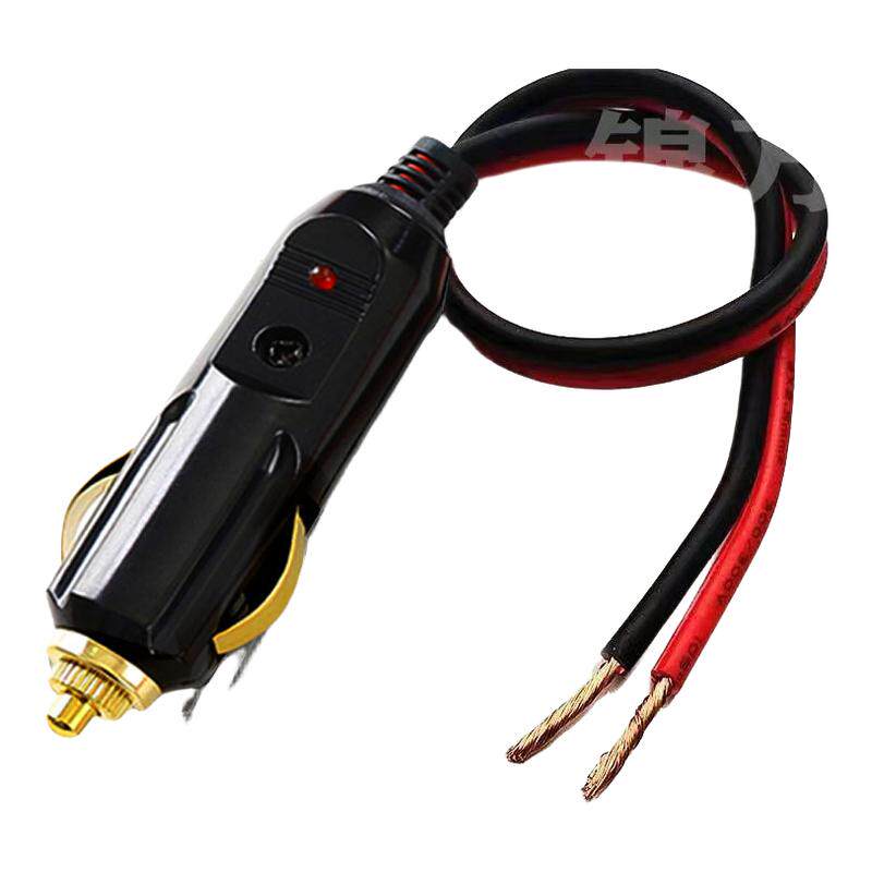 汽车车载点烟器插头纯铜大功率耐高温充气泵延长线12v24v通用公头