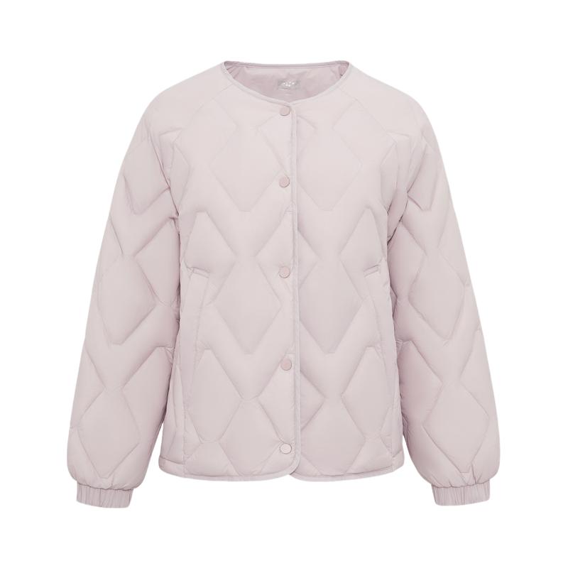 雪中飞2025冬新款女士菱格圆领羽绒服外套时尚开春搭居家休闲无领