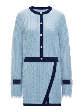 FIVE PLUS套装小香风仿珍珠羊毛针织衫半裙两件套2026新款女春装