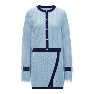 女春装 FIVE 半裙两件套2026新款 小香风仿珍珠羊毛针织衫 PLUS套装