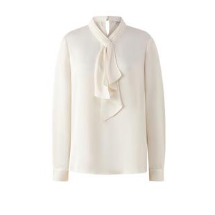 春季 PRICH简约纯色交叉飘带领衬衫 知性光泽衬衣女 缎面