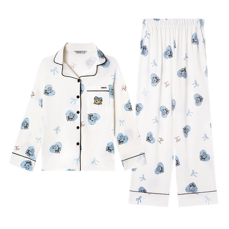 TeenieWeenie小熊印花莫代尔睡衣2026新款女士刺绣春季家居服套装