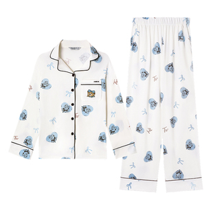 TeenieWeenie小熊印花莫代尔睡衣2025新款 女士刺绣春秋家居服套装