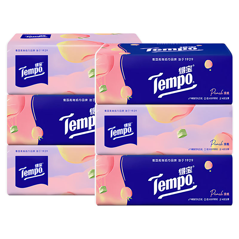 tempo得宝甜桃味加厚90抽抽纸巾