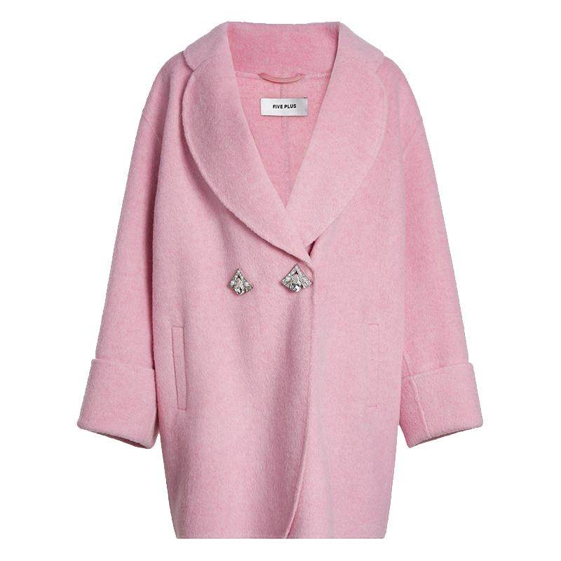 【FIVE PLUS 奥莱】羊驼毛双面呢大衣女优雅茧型羊毛呢外套女冬装,女装/女士精品,毛呢外套,淘宝优惠券,粉丝福利购,淘宝优惠卷