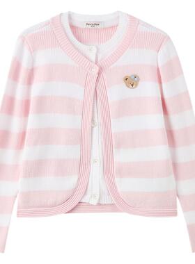 【抗静电】PawinPaw卡通小熊童装26年春夏季女童假两件针织开衫